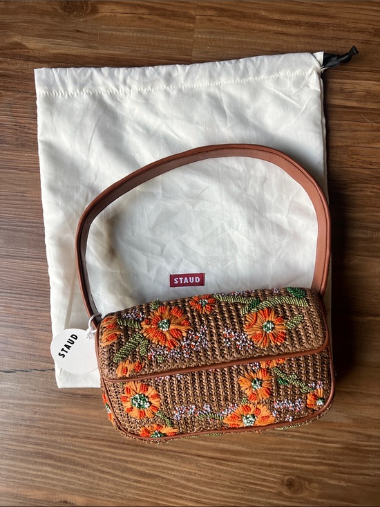 STAUD Handbags - STAUD Tommy Beaded Bag Raffia